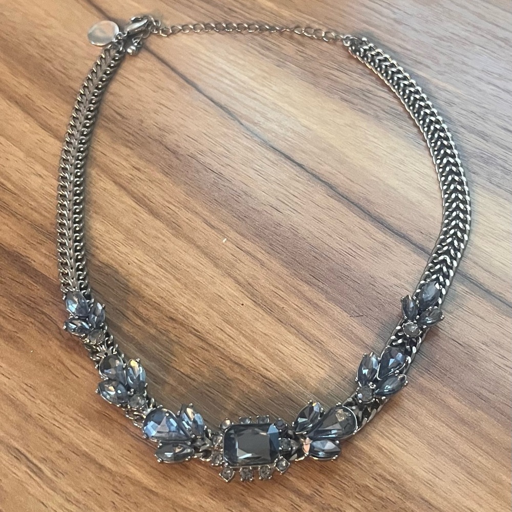Gunmetal Elegant Crystal Statement Necklace